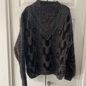Street Scenes vintage 80's knit and leather sweater. Large